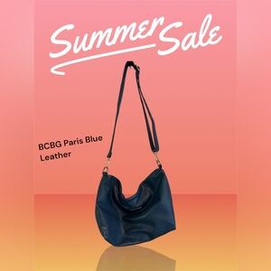 BCBG Paris Navy Leather Hobo Bag